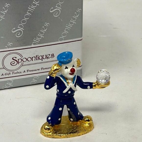 Swarovski Crystal Spoontiques Pewter Circus Sailor Navy Figurine Ball Miniature - Picture 1 of 3